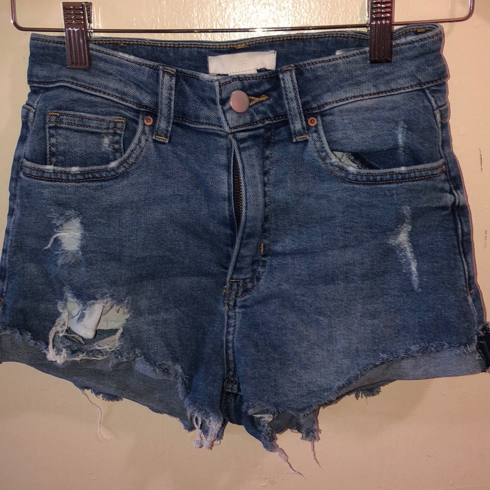 High rise denim shorts